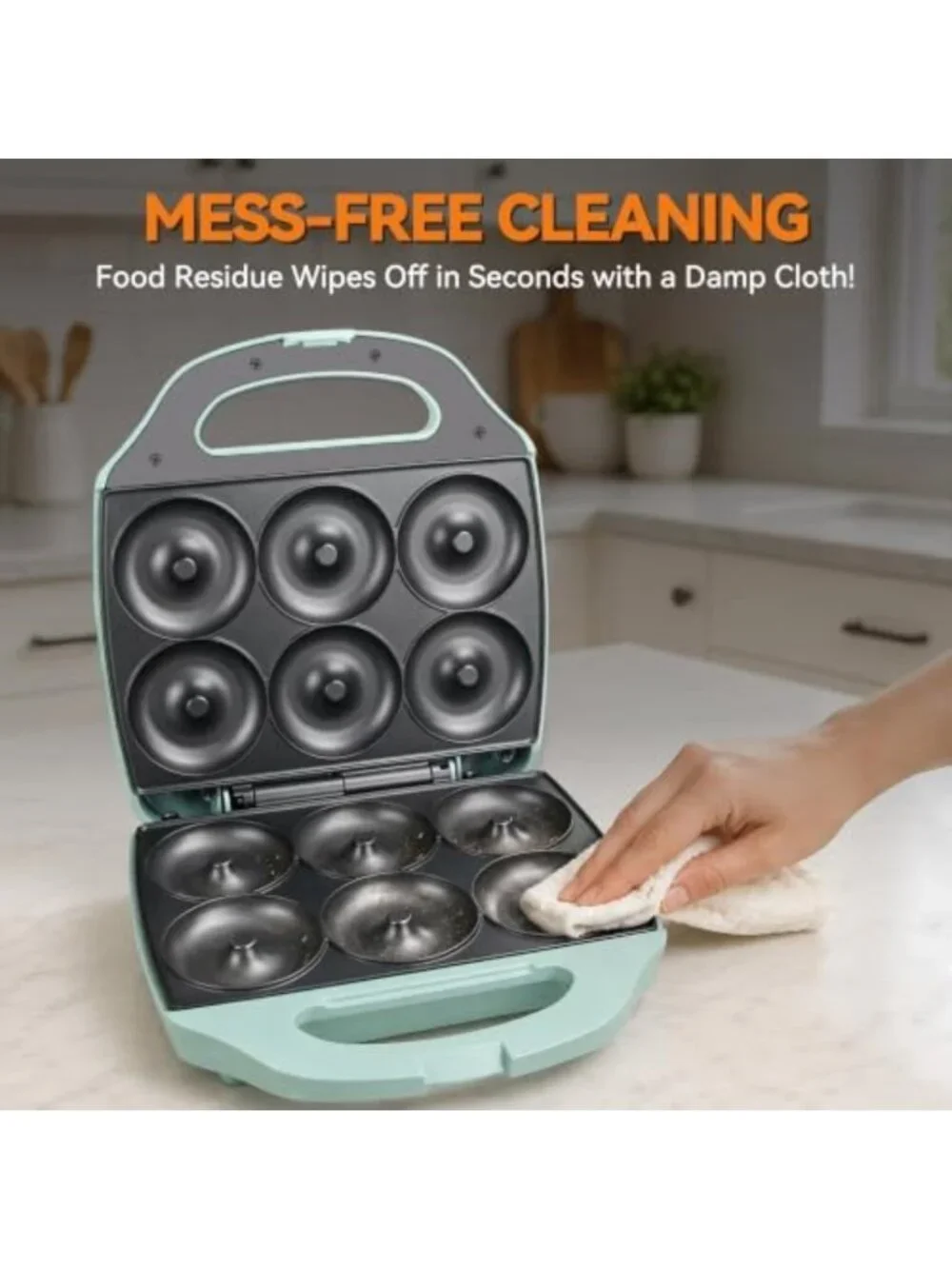 Mini Donut Maker Machine for Home - 6-Cavity Doughnut Maker, Fun Kids Baking